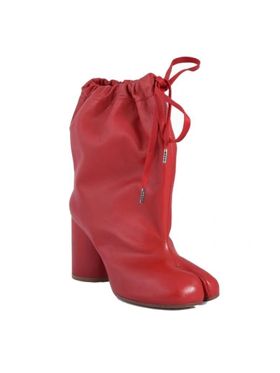 Shop Maison Margiela Tabi Ankle Boots In Red