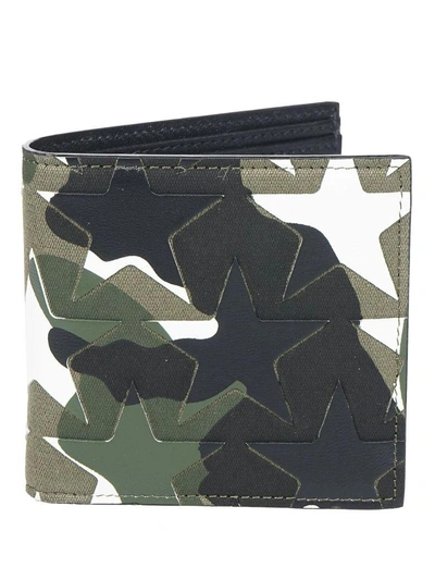 Valentino Garavani Embossed Star Billfold Wallet In Camouflage