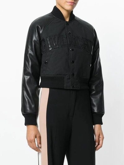 Shop Givenchy Cropped Bomber Jacket In Black