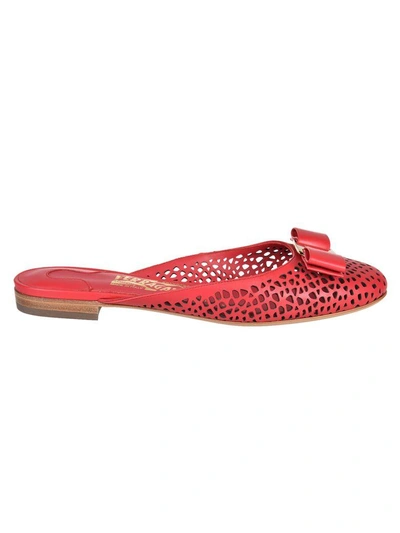 Shop Ferragamo Salvatore  Emile Mules In Rosso