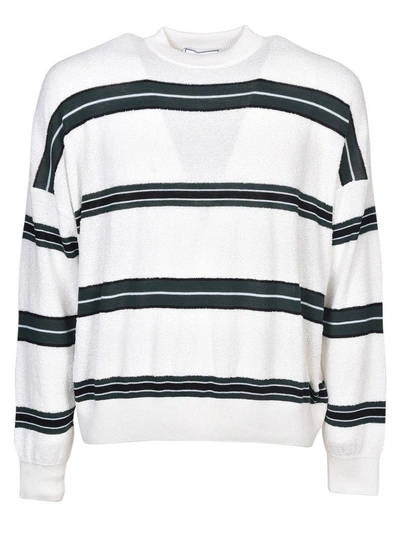 Shop Ami Alexandre Mattiussi Ami Striped Boxy Sweatshirt In Bianco
