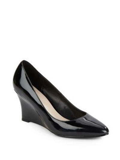 Cole Haan Lena Patent Leather Wedges In Black