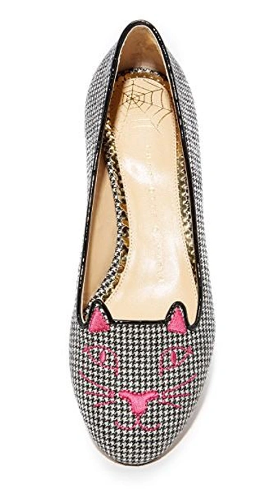 Shop Charlotte Olympia Kitty Flats In Houndstooth