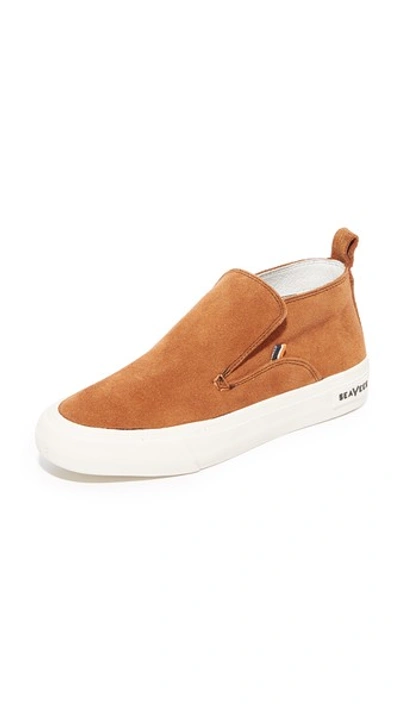 Seavees X Derek Lam 10 Crosby Huntington Middie Trainers In Cognac