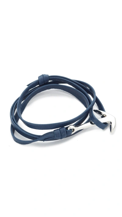 Shop Miansai Anchor Leather Wrap Bracelet In Silver/slate