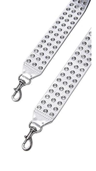 Shop Rebecca Minkoff Flat Studded Shoulder Guitar Strap In Silver