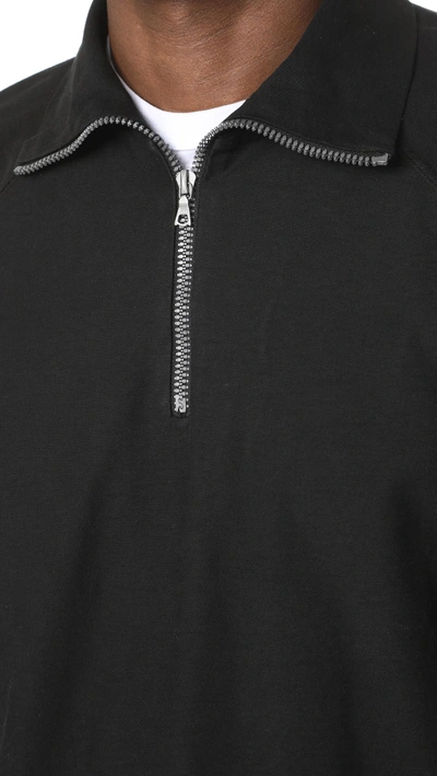 Shop Our Legacy Half Zip Mock Neck Pullover In Black