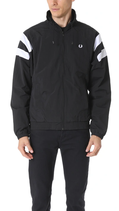 Fred Perry Monochrome Tennis Shell Jacket In Black