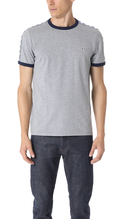 Fred Perry Taped Ringer Tee In Grey