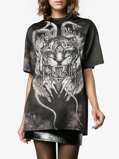 Shop Balmain Oversized Tiger Print T-shirt In Black