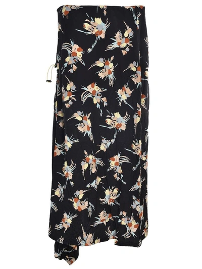 Shop Marni Abstract Print Full Skirt In Nero Multicolor