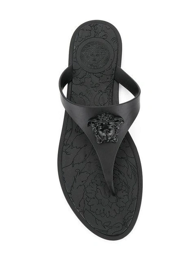 Shop Versace Medusa Palazzo Flip Flops In Black