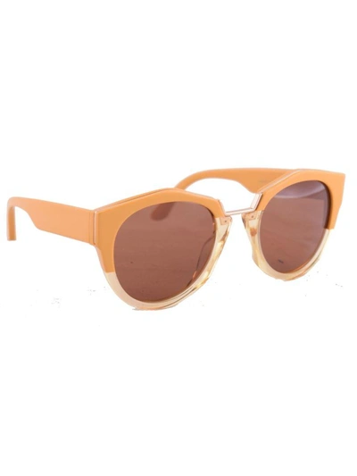 Shop Marni Round Lens Sunglasses In Giallo Ocra