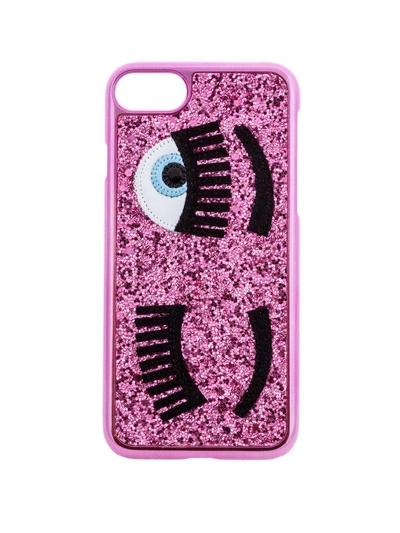 Shop Chiara Ferragni Eyes Iphone 7 Case In Rosa