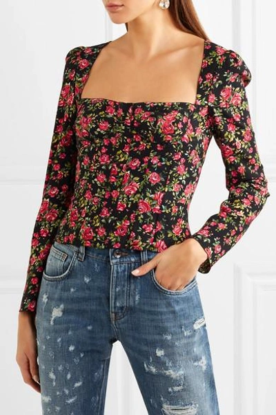 Shop Dolce & Gabbana Roseline Floral-print Crepe Bustier Top