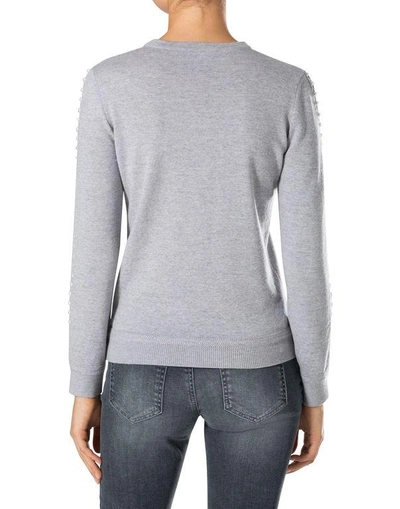 Shop Philipp Plein Pullover Round Neck Ls "kiss Silly" In Light Grey