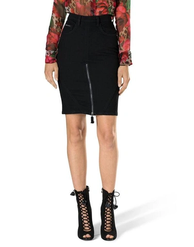 Shop Philipp Plein Short Skirt "chicago Tell" In Black Diamond