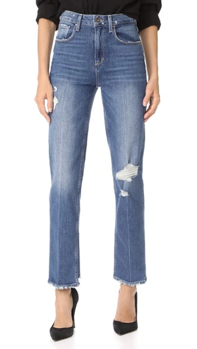 Paige High Rise Sarah Straight Jeans In Kellen Destructed