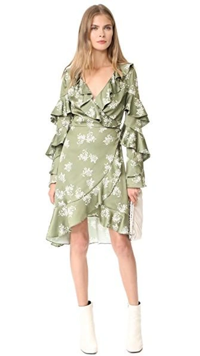 Shop Keepsake Love Bound Wrap Dress In Sage Floral