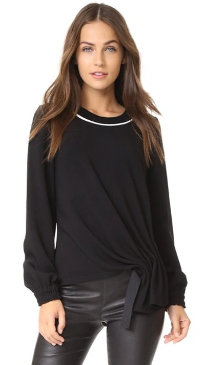 Grey Jason Wu Long Sleeve Asymmetrical Top In Black/star White