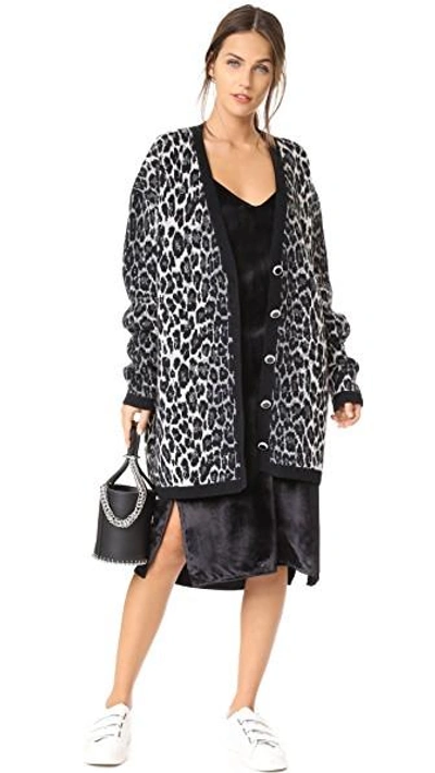 Shop Magda Butrym Leopard Oversized Cardigan In Grey