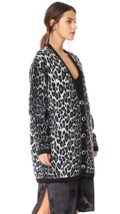 Shop Magda Butrym Leopard Oversized Cardigan In Grey