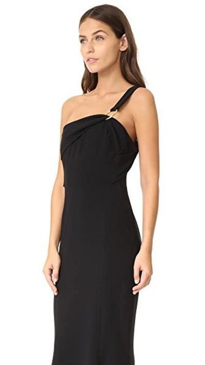 Shop Diane Von Furstenberg One Shoulder Fluid Gown In Black