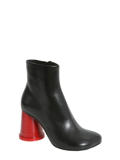 Shop Mm6 Maison Margiela Tabi Leather Ankle Boots In Nero