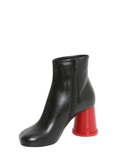 Shop Mm6 Maison Margiela Tabi Leather Ankle Boots In Nero