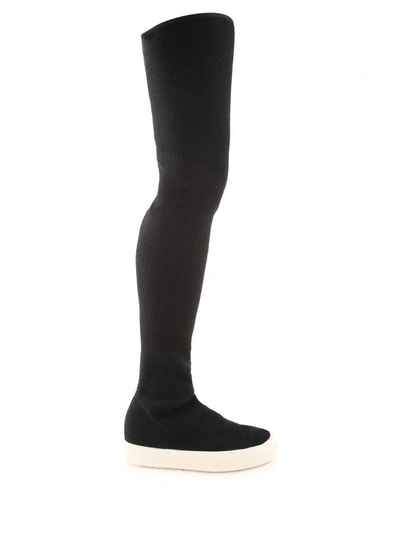 Shop Rick Owens Drkshdw Stretch-knit Over-the-knee Boots In Nero