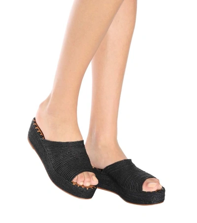 Shop Carrie Forbes Woven Platform Sandals In Black