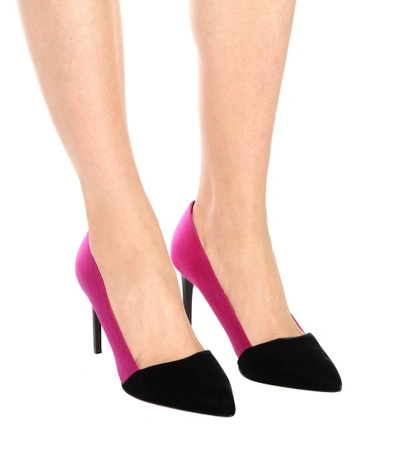 Shop Oscar De La Renta Satin And Velvet Pumps