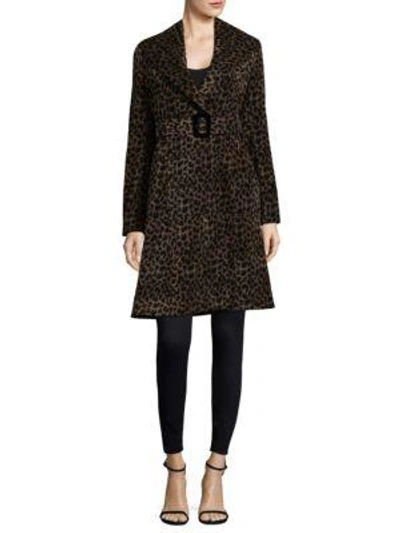 Nanette Lepore Carnaby Animal-print Shawl-collar Belted Coat In Leopard