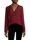 L AGENCE Rosario Lace Trimmed Silk Top