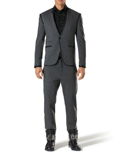Shop Philipp Plein Suit 2 Pcs "colonel" In Dark Grey/black