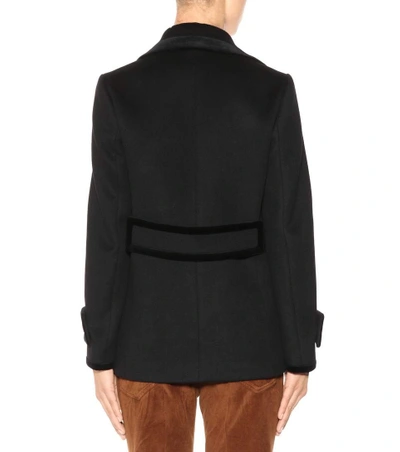 Shop Gucci Embroidered Wool Coat In Black