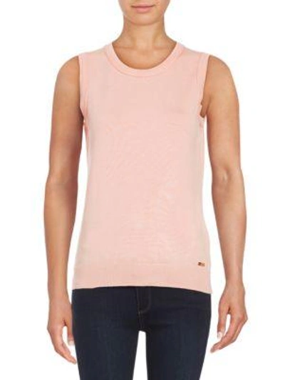 Shop Calvin Klein Knit Crewneck Shell In Blush