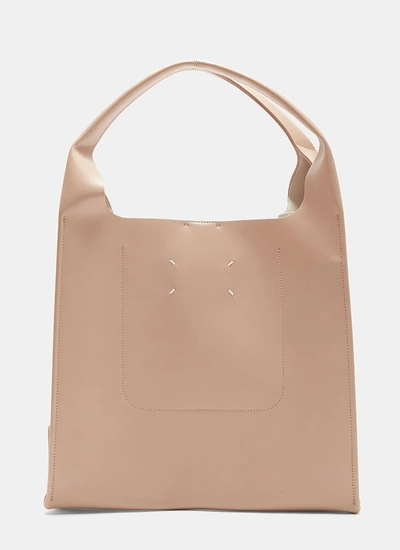 Maison Margiela Snap-studded Leather Tote Bag In Beige