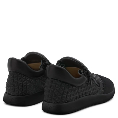 Shop Giuseppe Zanotti - Black Printed Leather Sneaker Runner Studs