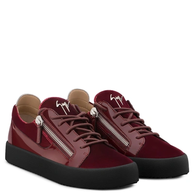 Shop Giuseppe Zanotti - Burgundy Velvet Low-top Sneaker Frankie In Red