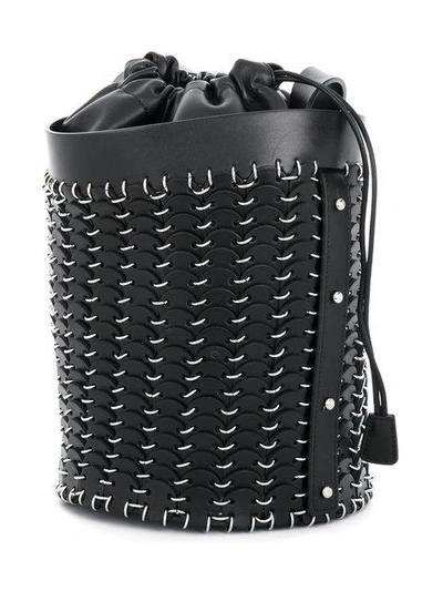 Shop Paco Rabanne - Metal Hoops Bucket Bag  In Black