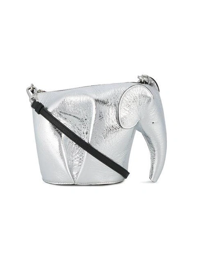 Shop Loewe Silver Elephant Mini Leather Bag In Metallic