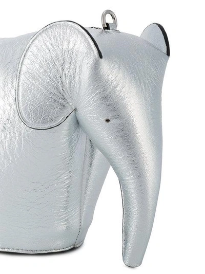 Shop Loewe Silver Elephant Mini Leather Bag In Metallic