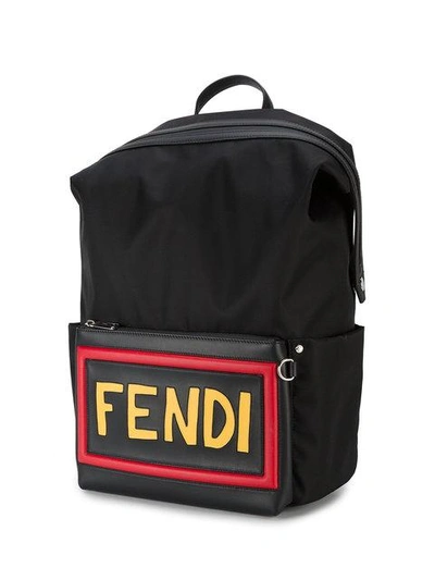 Shop Fendi Logo Backpack  In Black