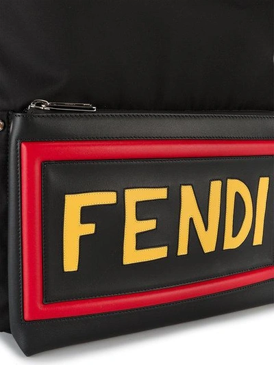 Shop Fendi Logo Backpack  In Black