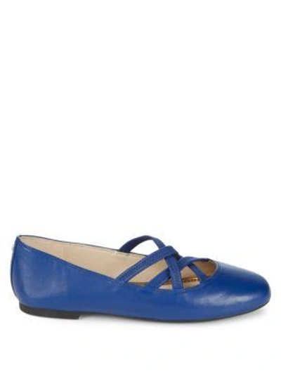 Shop Sam Edelman Fredrick Leather Ballet Flats In Blue