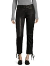 FRAME Lace-Up Leather Skinny Trousers