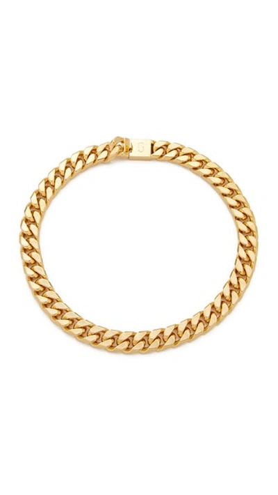 Marc Jacobs Respect Double J Short Necklace In Gold