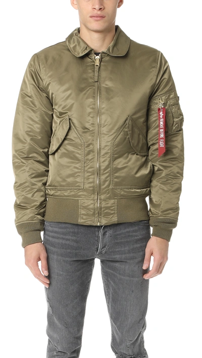 Alpha Industries Cwu 45 P Slim Fit Jacket In Vintage Olive Modesens