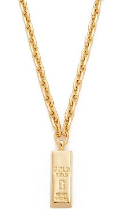 Marc Jacobs Respect Bar Necklace In Gold